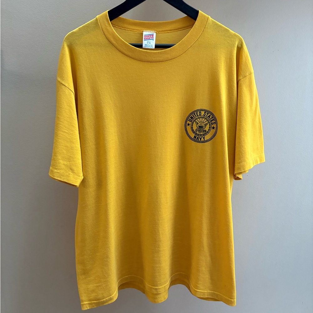 United States Navy VTG 80/90s yellow Soffe t-shirt XL Made in USA